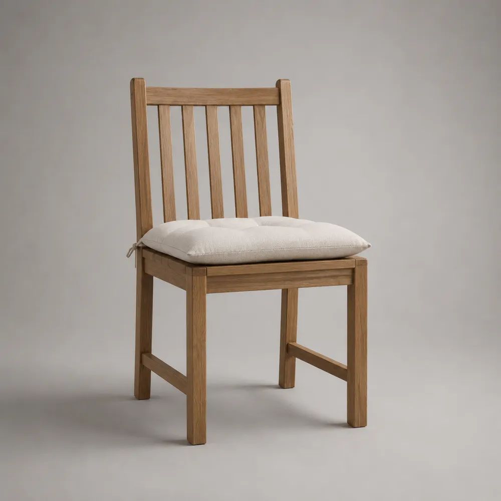 Sedia da giardino in legno massello di acacia con cuscino crema, 46 x 52 x 90 cm